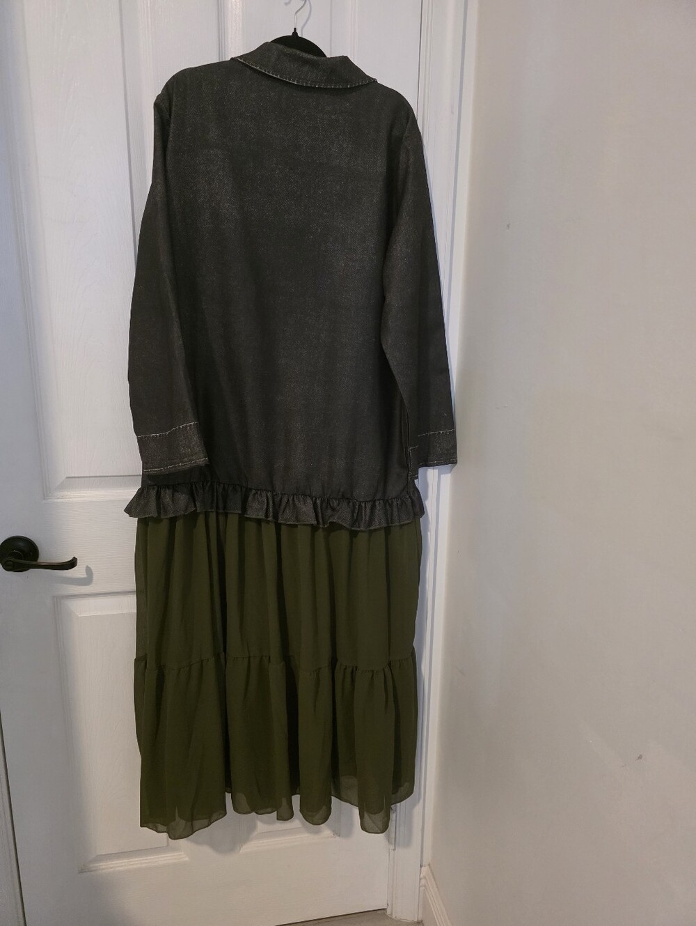 Lolly Boho Tiered Maxi Dress With Tiered Skirt in Green Size Large - Picture 10 of 11
